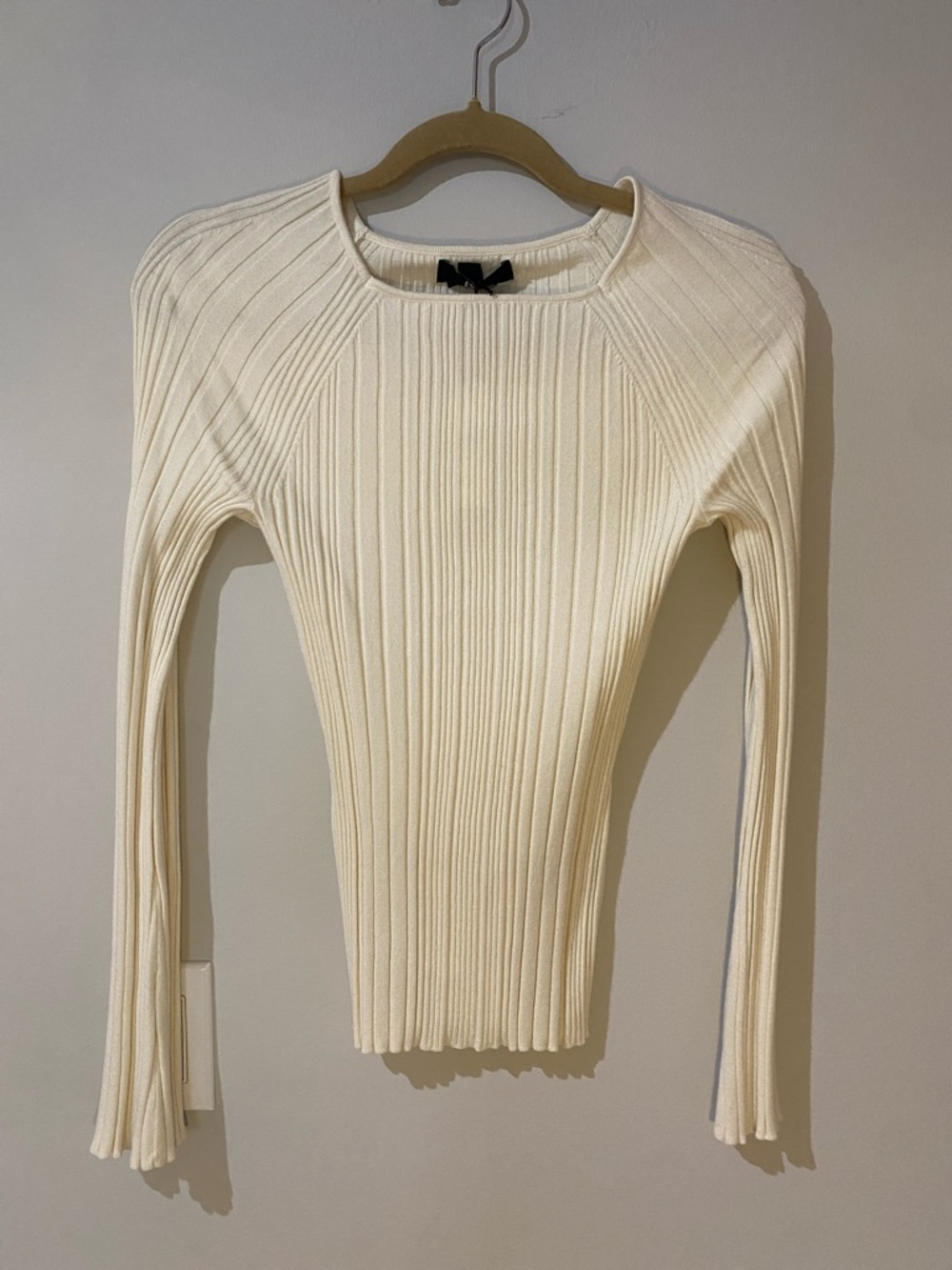 Banana Republic Cream Ribbed Long-Sleeve Knit Top